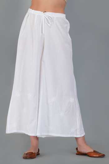 Sufia White Cotton Chikankari Palazzo 