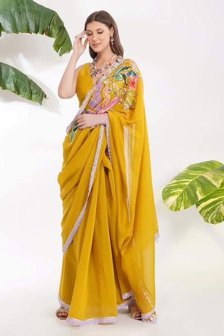 Devyani Mehrotra Tropical Flower Applique Saree 