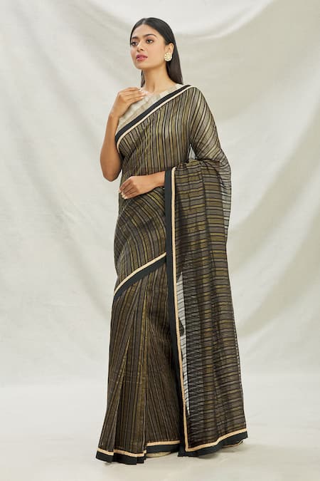 Pranay Baidya Chanderi Striped Saree 