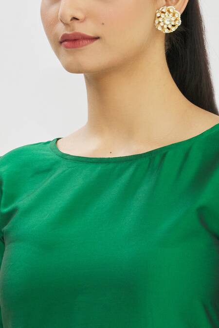 Aryavir Malhotra_Green Taffeta Round Neck Kurta _at_Aza_Fashions