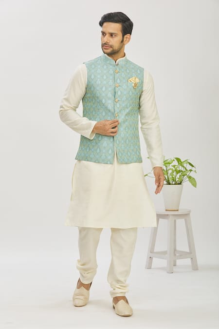 Arihant Rai Sinha Floral Woven Bundi & Kurta Set 