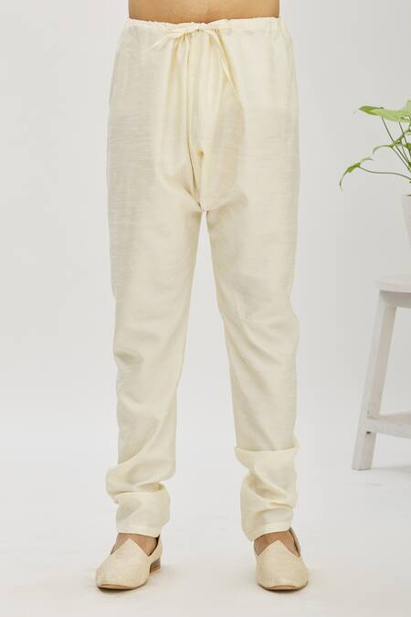 Arihant Rai Sinha_Beige Jacquard, Silk Embroidery Floral Woven Bundi And Kurta Set_at_Aza_Fashions