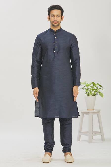 Buy Arihant Rai Sinha Blue Brocade, Silk Embroidery Floral Print Bundi And Kurta Set Online at Aza Fashions Buy_Arihant Rai Sinha_Blue Brocade, Silk Embroidery Floral Print Bundi And Kurta Set _Online_at_Aza_Fashions
