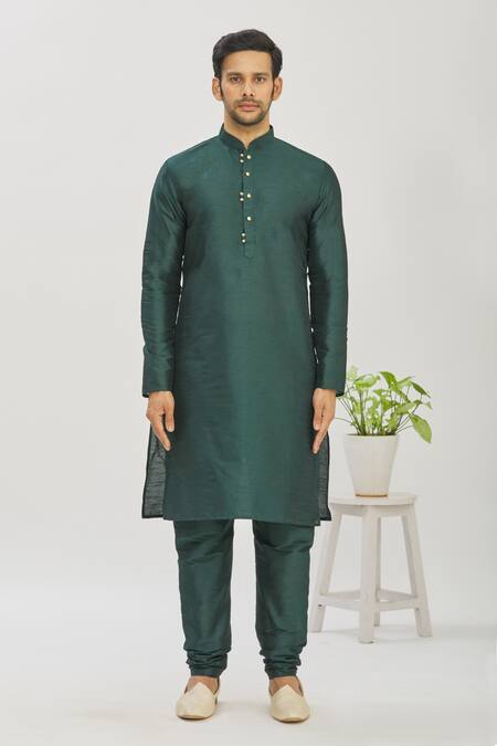 Arihant Rai Sinha Green Silk Patchwork Floral Printed Bundi Kurta Set Online at Aza Fashions Arihant Rai Sinha_Green Silk Patchwork Floral Printed Bundi Kurta Set _Online_at_Aza_Fashions