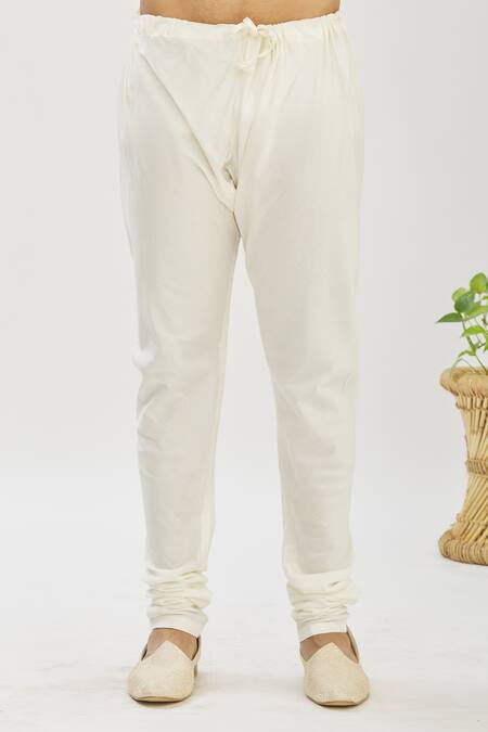 Vanshik_Beige Bundi  Kurta And Churidar Blended Floral Embroidered & Set _at_Aza_Fashions