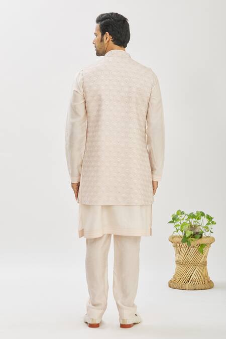 Vanshik Floral Embroidered Longline Bundi & Kurta Set 