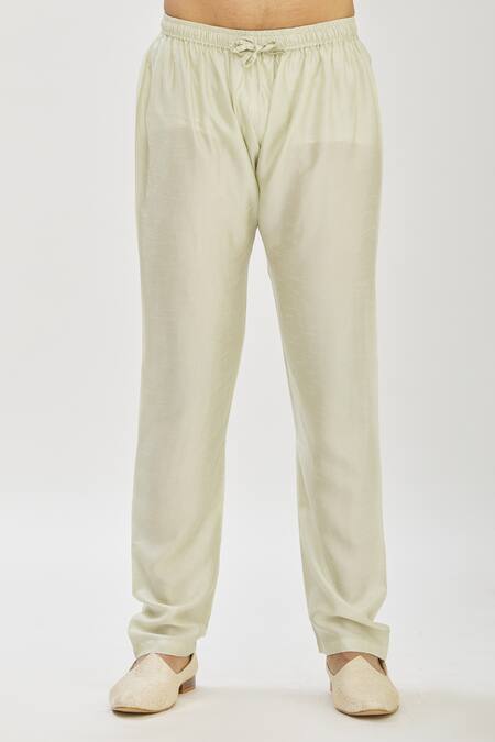 Vanshik Green Bundi Satin Kurta And Churidar Blended Silk Self Embroidered & Set at Aza Fashions Vanshik_Green Bundi Satin Kurta And Churidar Blended Silk Self Embroidered & Set _at_Aza_Fashions