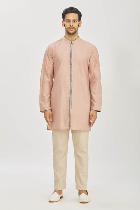 Buy Priyanka Haralalka Pink Banarasi Cotton Silk Thread Work Embroidered Jacket Kurta Set Online at Aza Fashions Buy_Priyanka Haralalka_Pink Banarasi Cotton Silk Thread Work Embroidered Jacket Kurta Set _Online_at_Aza_Fashions