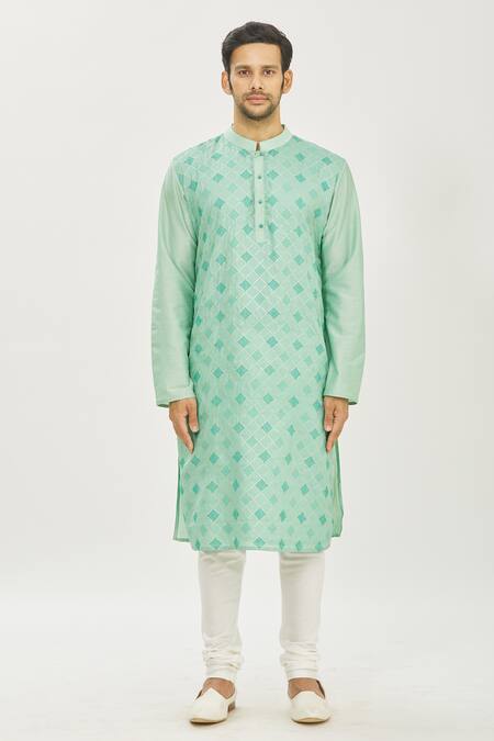 Buy Priyanka Haralalka Green Kosa Silk Foil Print, Thread Work Kurta And Churidar Pant Set Online at Aza Fashions Buy_Priyanka Haralalka_Green Kosa Silk Foil Print, Thread Work Kurta And Churidar Pant Set _Online_at_Aza_Fashions