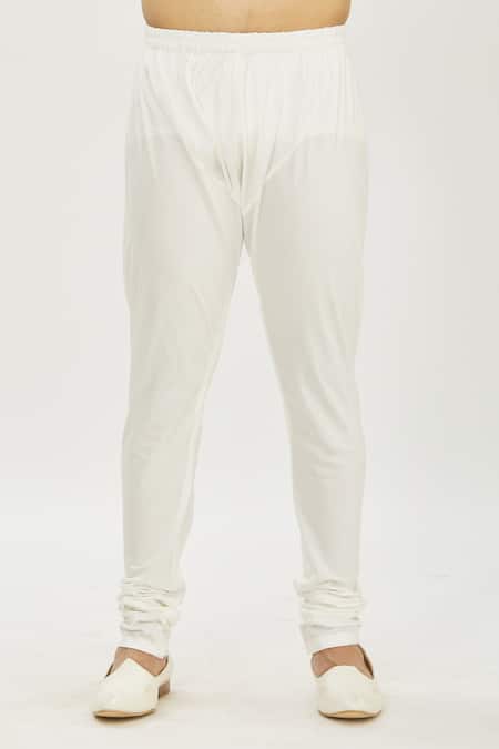 Buy BANDEYA Off White Solid Poly Silk Slim Fit Men's Churidar | Shoppers  Stop