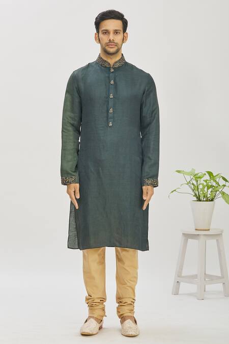 Buy Mapxencars Blue Silk Floral, Zardozi Embroidered Kurta Set Online at Aza Fashions Buy_Mapxencars_Blue Silk Floral, Zardozi Embroidered Kurta Set_Online_at_Aza_Fashions