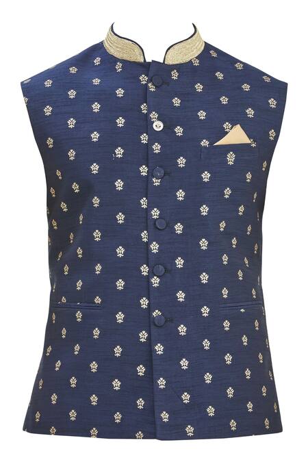 Shop_Seirra Thakur_Purple Silk Woven Floral Bundi_Online_at_Aza_Fashions