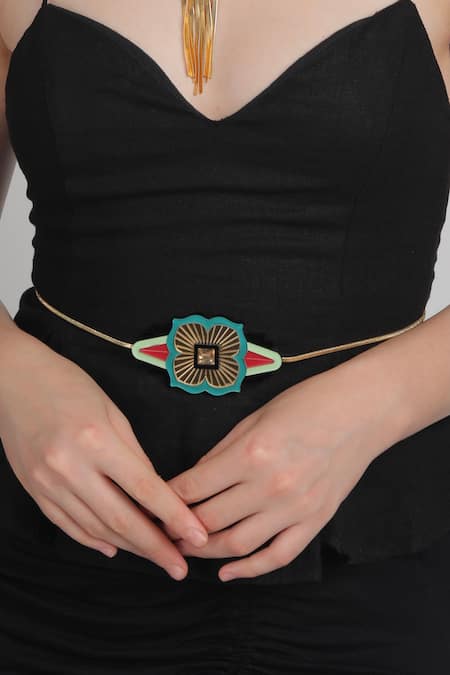 Shop The YV Brand By Yashvi Vanani Multi Color Brookcress Belt at Aza Fashions Shop_The YV Brand By Yashvi Vanani_Multi Color Brookcress Belt_at_Aza_Fashions