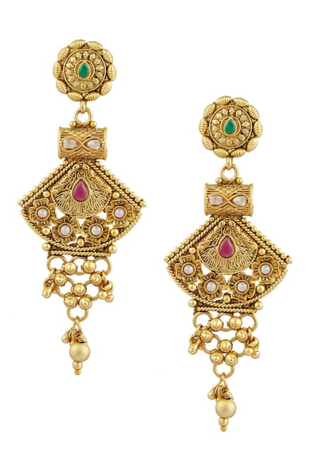 Buy_Samyukta Singhania_Gold Plated Stones Elephant Motif Necklace Set_Online_at_Aza_Fashions