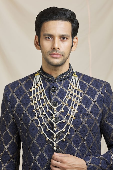 Buy_Ruby Raang_Gold Pearls, Kundan, Beads Layered Necklace _Online_at_Aza_Fashions