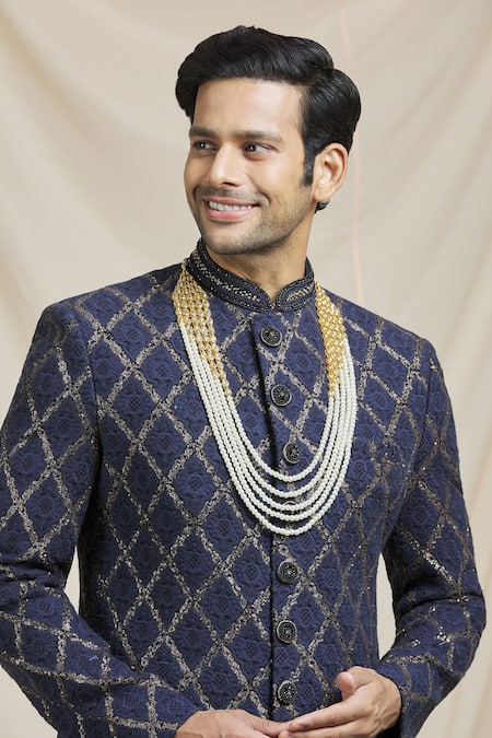 Ruby Raang Gold Pearls, Kundan, Beads Embellished Necklace 