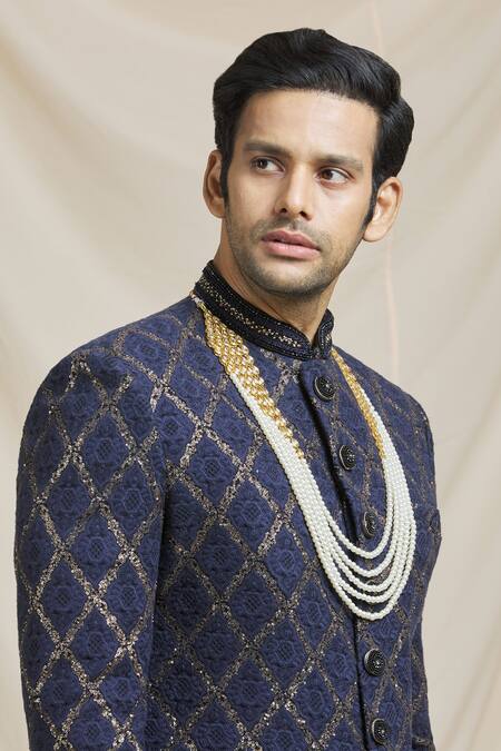 Ruby Raang Gold Pearls, Kundan, Beads Embellished Necklace Online at Aza Fashions Ruby Raang_Gold Pearls, Kundan, Beads Embellished Necklace _Online_at_Aza_Fashions