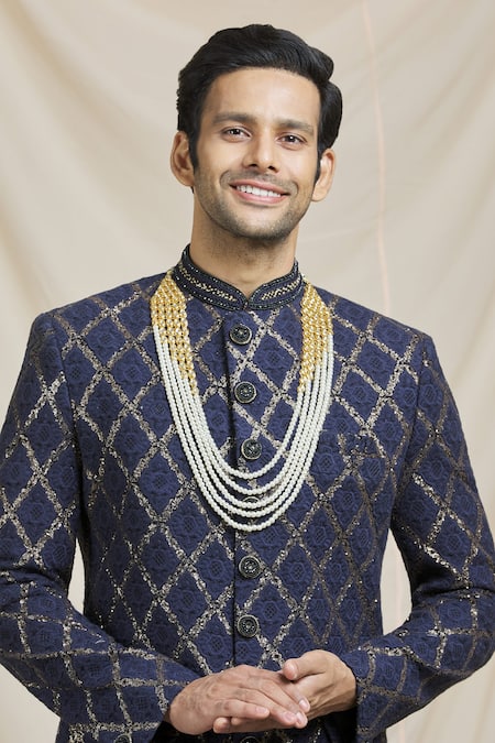 Buy Ruby Raang Gold Pearls, Kundan, Beads Embellished Necklace Online at Aza Fashions Buy_Ruby Raang_Gold Pearls, Kundan, Beads Embellished Necklace _Online_at_Aza_Fashions