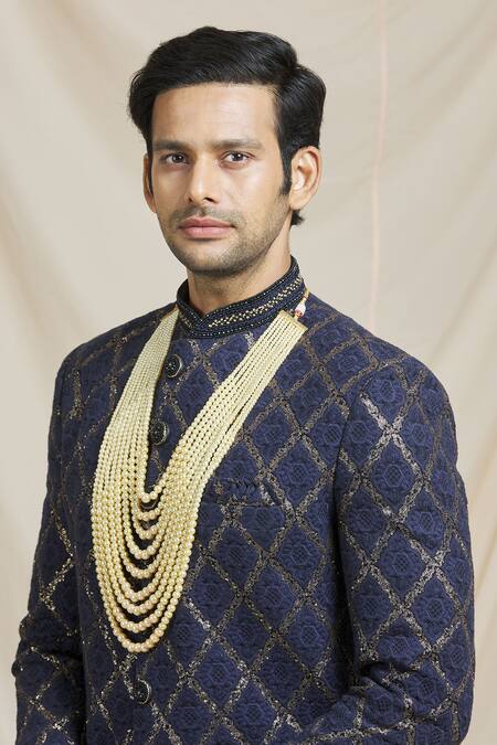 Shop Ruby Raang Gold Pearls, Beads Layered Necklace Online at Aza Fashions Shop_Ruby Raang_Gold Pearls, Beads Layered Necklace _Online_at_Aza_Fashions