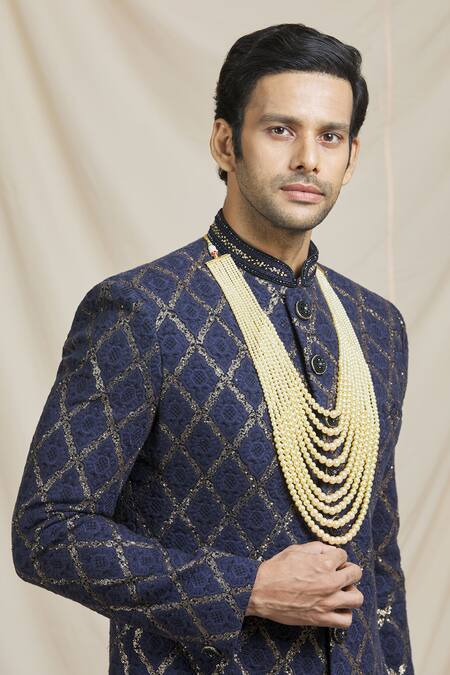 Ruby Raang Gold Pearls, Beads Layered Necklace at Aza Fashions Ruby Raang_Gold Pearls, Beads Layered Necklace _at_Aza_Fashions