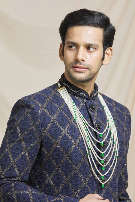 Ruby Raang Gold Pearls, Beads Studded Layered Necklace Online at Aza Fashions Ruby Raang_Gold Pearls, Beads Studded Layered Necklace _Online_at_Aza_Fashions