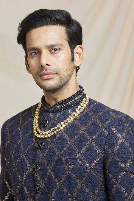 Buy_Ruby Raang_Gold Kundan Layered Necklace _Online_at_Aza_Fashions