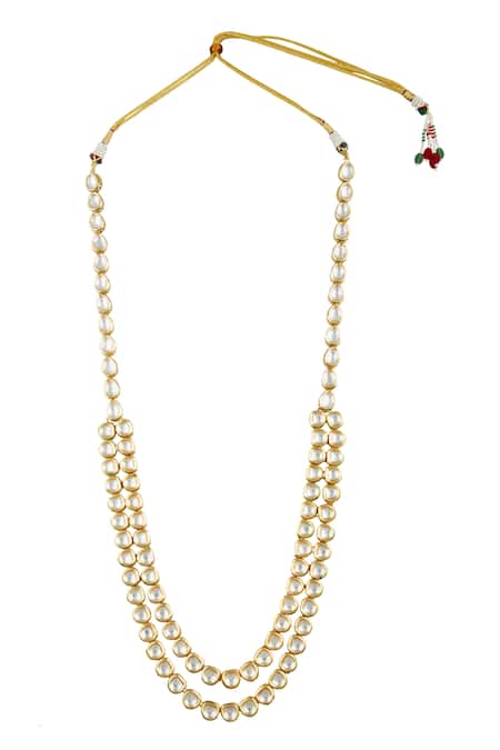 Shop Ruby Raang Gold Kundan Layered Necklace at Aza Fashions Shop_Ruby Raang_Gold Kundan Layered Necklace _at_Aza_Fashions