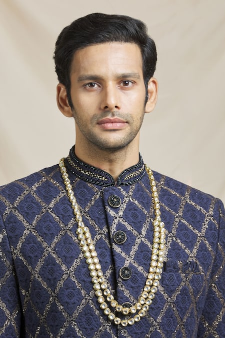 Ruby Raang Gold Kundan Layered Necklace Online at Aza Fashions Ruby Raang_Gold Kundan Layered Necklace _Online_at_Aza_Fashions