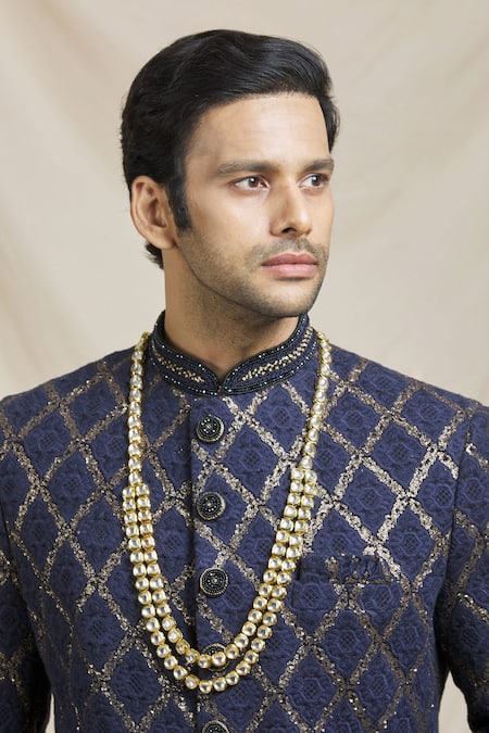 Shop Ruby Raang Gold Kundan Layered Necklace Online at Aza Fashions Shop_Ruby Raang_Gold Kundan Layered Necklace _Online_at_Aza_Fashions