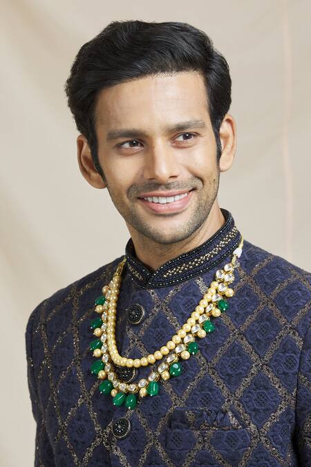 Buy Ruby Raang Gold Kundan, Beads Layered Necklace Online at Aza Fashions Buy_Ruby Raang_Gold Kundan, Beads Layered Necklace _Online_at_Aza_Fashions