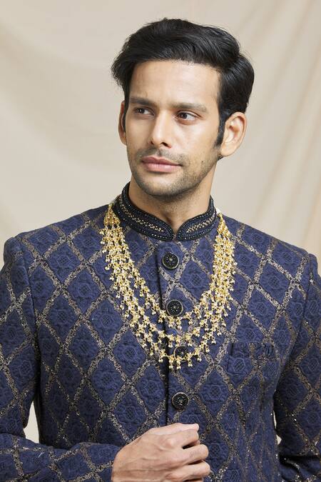 Ruby Raang Gold Kundan, Beads Embellished Necklace Online at Aza Fashions Ruby Raang_Gold Kundan, Beads Embellished Necklace _Online_at_Aza_Fashions