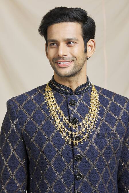 Buy Ruby Raang Gold Kundan, Beads Embellished Necklace Online at Aza Fashions Buy_Ruby Raang_Gold Kundan, Beads Embellished Necklace _Online_at_Aza_Fashions