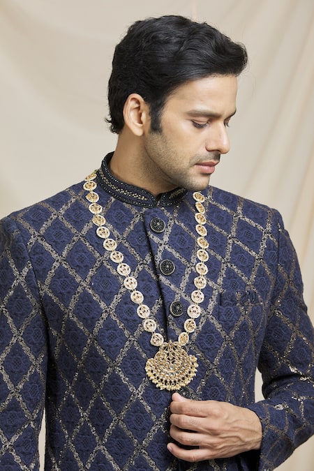 Buy_Ruby Raang_Gold Kundan, Beads And Embellished Necklace _Online_at_Aza_Fashions