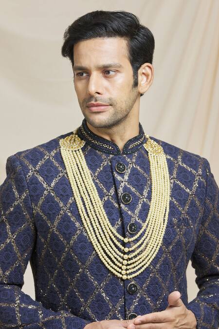 Buy_Ruby Raang_Gold Kundan, Beads And Embellished Necklace _Online_at_Aza_Fashions