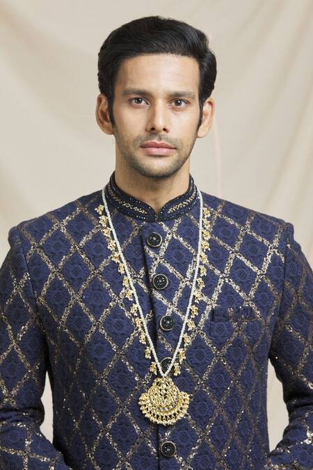 Ruby Raang Gold Kundan, Beads And Embellished Necklace Online at Aza Fashions Ruby Raang_Gold Kundan, Beads And Embellished Necklace _Online_at_Aza_Fashions