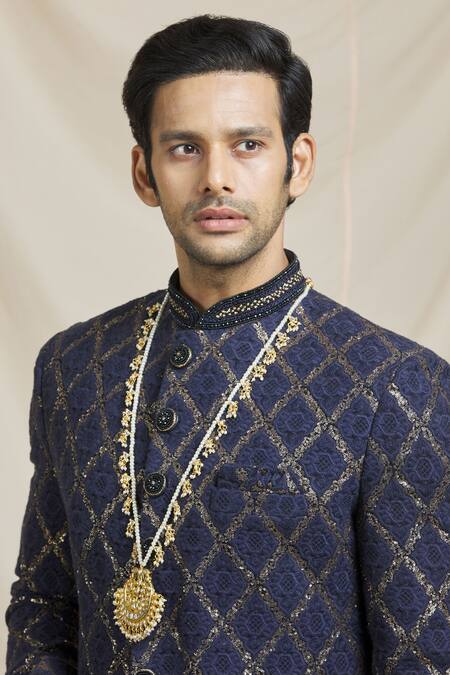 Buy Ruby Raang Gold Kundan, Beads And Embellished Necklace Online at Aza Fashions Buy_Ruby Raang_Gold Kundan, Beads And Embellished Necklace _Online_at_Aza_Fashions