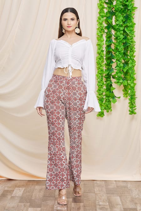 Samyukta Singhania Printed Crop Top With Palazzo 