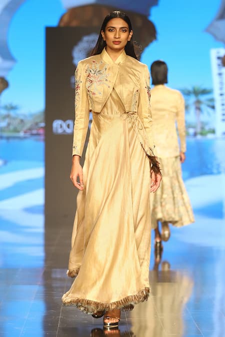 Rahul Singh Chanderi Silk Jacket With Dress 