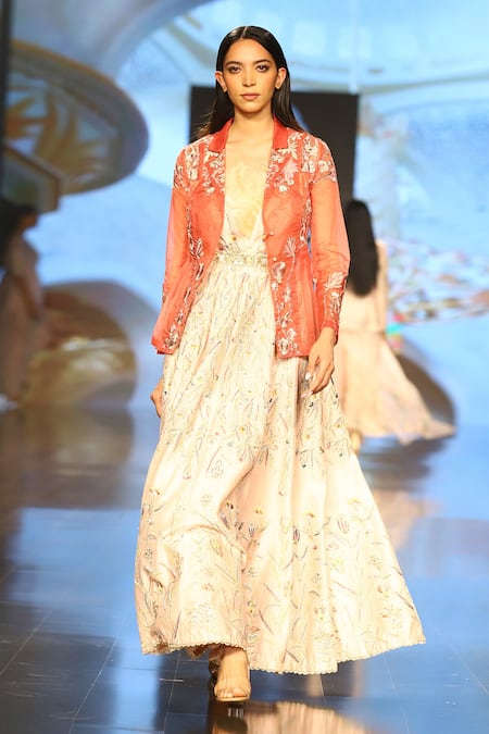 Rahul Singh Silk Organza Jacket With Dress 