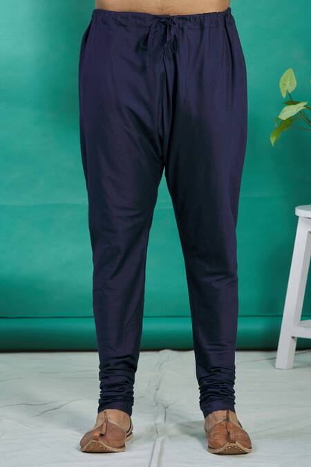 Shop_Kishore Ramani_Blue Silk Pintuck Kurta Set _Online_at_Aza_Fashions