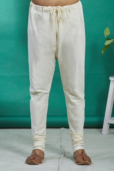 Shop_Kishore Ramani_White Silk Rikrack Kurta Set _Online_at_Aza_Fashions