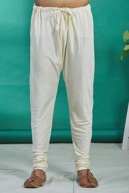 Shop_Kishore Ramani_White Silk Geometric Embroidered Kurta Set _Online_at_Aza_Fashions