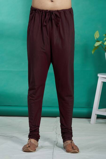 Shop_Kishore Ramani_Maroon Silk Geometric Embroidered Kurta Set _Online_at_Aza_Fashions