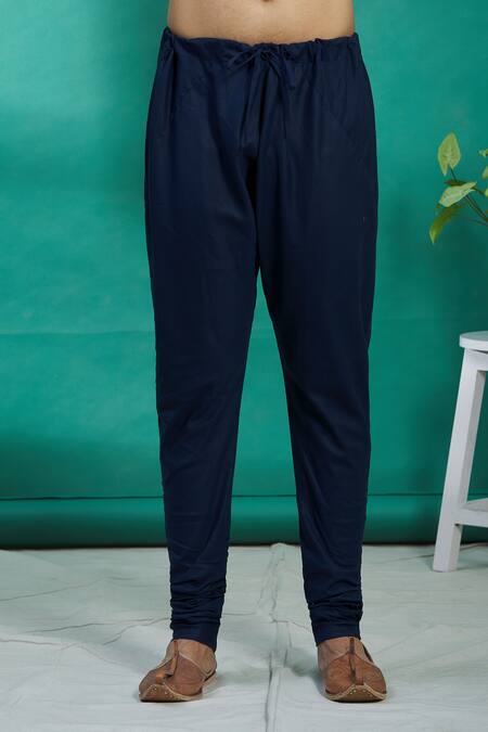 Shop_Kishore Ramani_Blue Silk Kurta Set _Online_at_Aza_Fashions