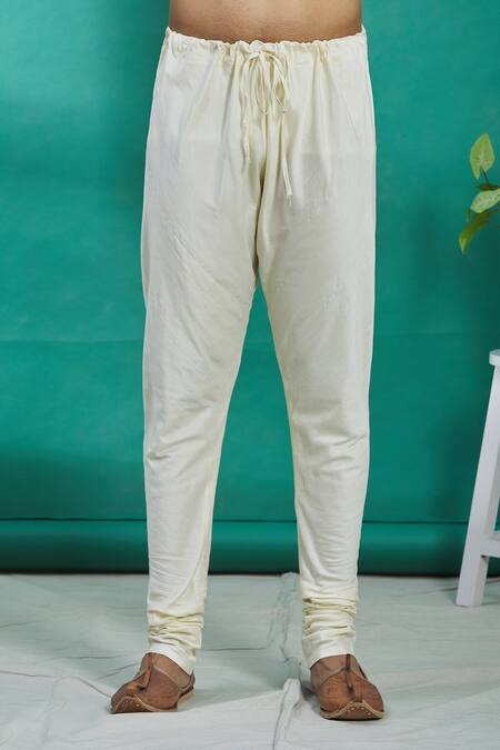 Shop_Kishore Ramani_White Silk Kurta Set _Online_at_Aza_Fashions