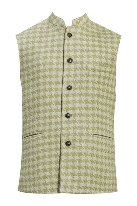 Buy_Kishore Ramani_White Silk Woven Bundi _Online_at_Aza_Fashions