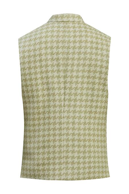 Shop_Kishore Ramani_White Silk Woven Bundi _Online_at_Aza_Fashions