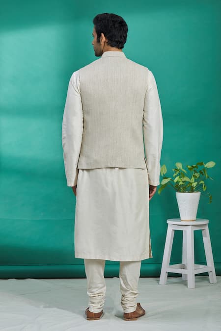 Kishore Ramani Silk Herringbone Bundi 