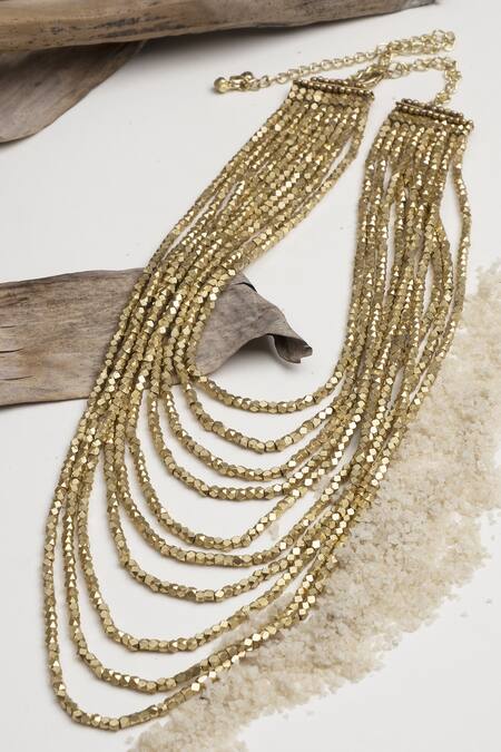 House Of Tuhina Gold Plated Bead Layered Necklace 