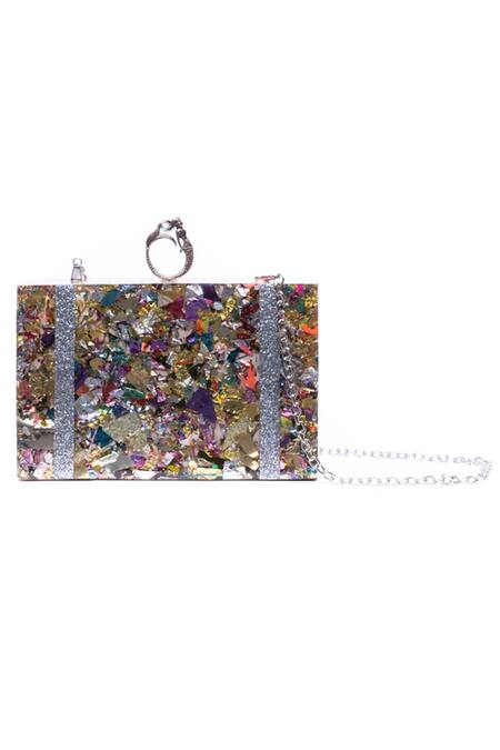 Oceana Clutches_Multi Color Glitter Textured Box Clutch_Online_at_Aza_Fashions